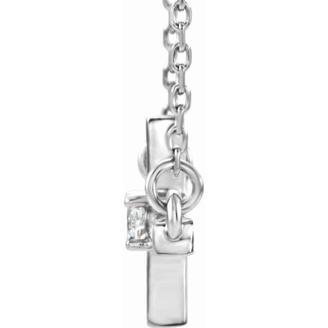 14K White 1/10 CTW Lab-Grown Diamond Sideways Cross 16-18" Necklace