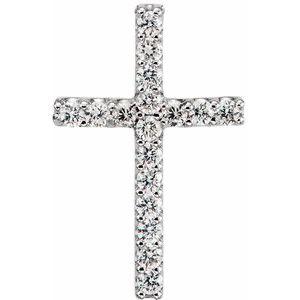 14K White .06 CTW Lab-Grown Diamond Petite Cross Pendant