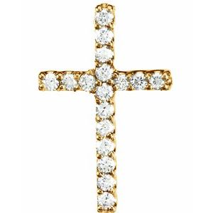 14K Yellow .06 CTW Lab-Grown Diamond Petite Cross Pendant