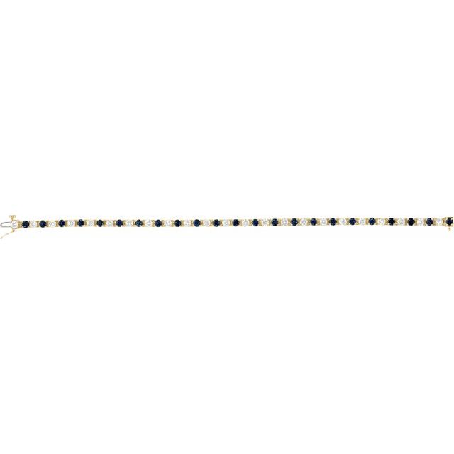 14K White Lab-Grown Blue Sapphire & 2 3/8 CTW Lab-Grown Diamond Line 7" Bracelet