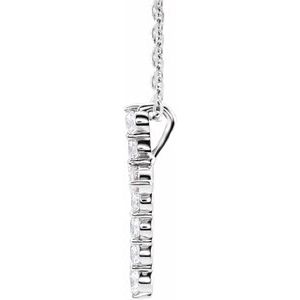14K White 1/4 CTW Lab-Grown Diamond Cross 16-18" Necklace