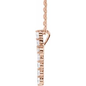 14K Rose 1/4 CTW Lab-Grown Diamond Cross 16-18" Necklace