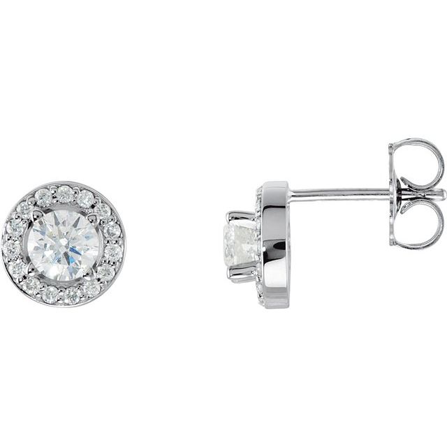 14K White 1/2 CTW Lab-Grown Diamond Halo-Style Earrings