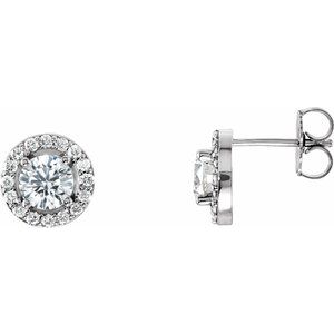 14K White 1 1/3 CTW Lab-Grown Diamond Halo-Style Earrings
