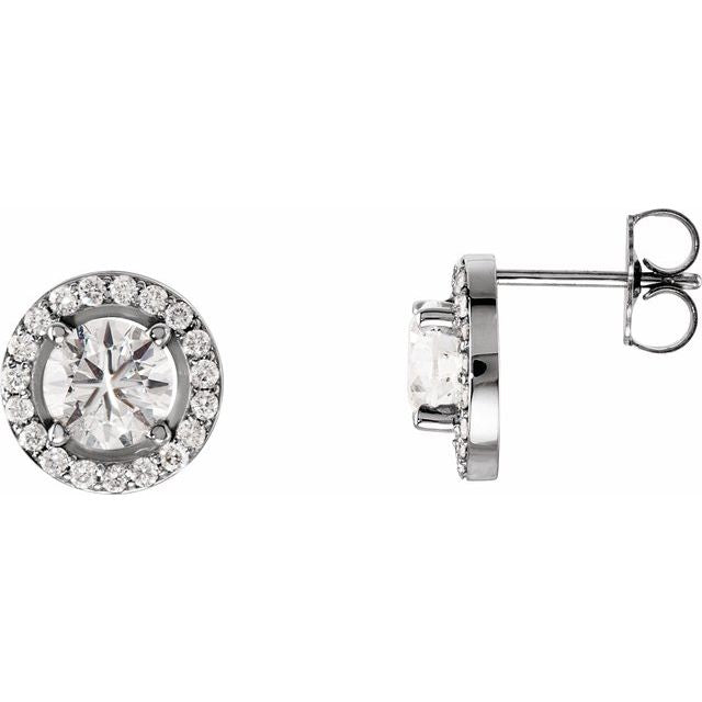 14K White 1 1/2 CTW Lab-Grown Diamond Halo-Style Earrings