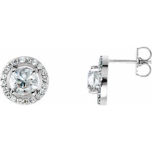 14K White 2 1/3 CTW Lab-Grown Diamond Halo-Style Earrings