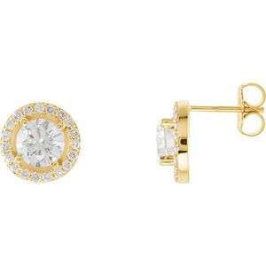 14K Yellow 1 5/8 CTW Lab-Grown Diamond Halo-Style Earrings