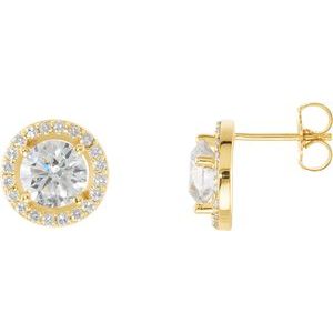 14K Yellow 2 1/3 CTW Lab-Grown Diamond Halo-Style Earrings