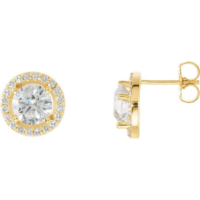 14K Yellow 2 1/3 CTW Lab-Grown Diamond Halo-Style Earrings