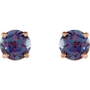 14K Rose 5 mm Lab-Grown Alexandrite Stud Earrings