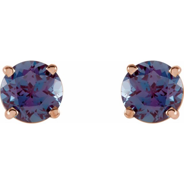 14K Rose 5 mm Lab-Grown Alexandrite Stud Earrings