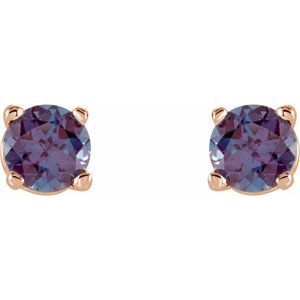 14K Rose 4 mm Lab-Grown Alexandrite Stud Earrings
