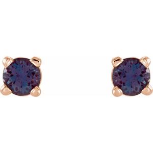14K Rose 2.5 mm Lab-Grown Alexandrite Stud Earrings