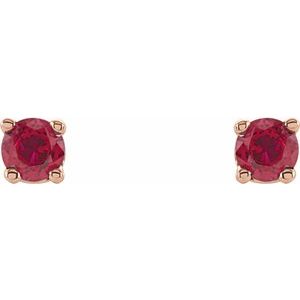 14K Rose 2.5 mm Lab-Grown Ruby Stud Earrings