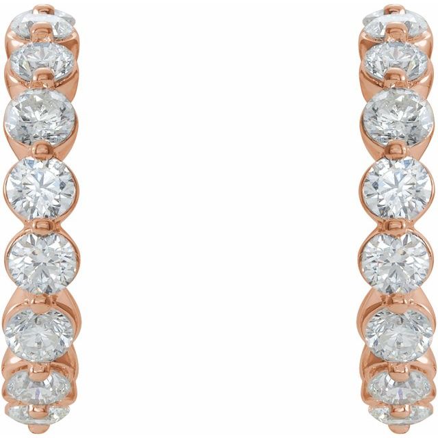 14K Rose 1 3/8 CTW Lab-Grown Diamond 16.5 mm Hoop Earrings