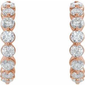 14K Rose 1 3/8 CTW Lab-Grown Diamond 16.5 mm Hoop Earrings