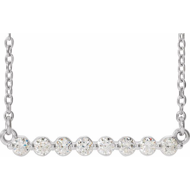 14K White 1/4 CTW Lab-Grown Diamond Bar 18" Necklace