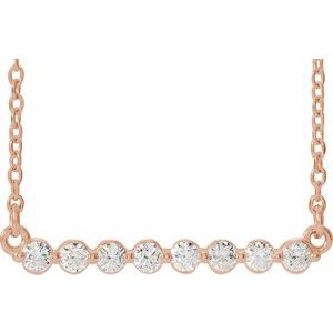 14K Rose 1/4 CTW Lab-Grown Diamond Bar 18" Necklace