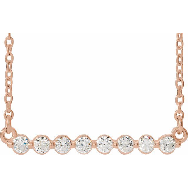 14K Rose 1/4 CTW Lab-Grown Diamond Bar 18" Necklace