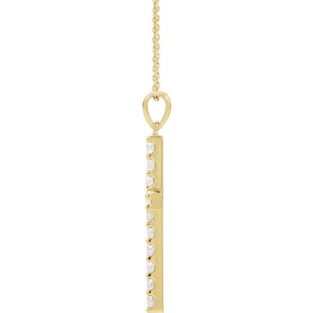 14K Yellow 1/2 CTW Lab-Grown Diamond Cross 18" Necklace