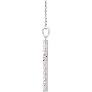 14K White 1 CTW Lab-Grown Diamond Cross 18" Necklace