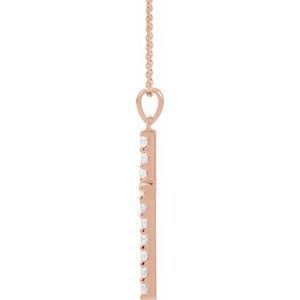 14K Rose 1/10 CTW Lab-Grown Diamond Cross 18" Necklace