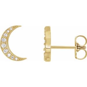 14K Yellow 1/10 CTW Lab-Grown Crescent Moon Stud Earrings