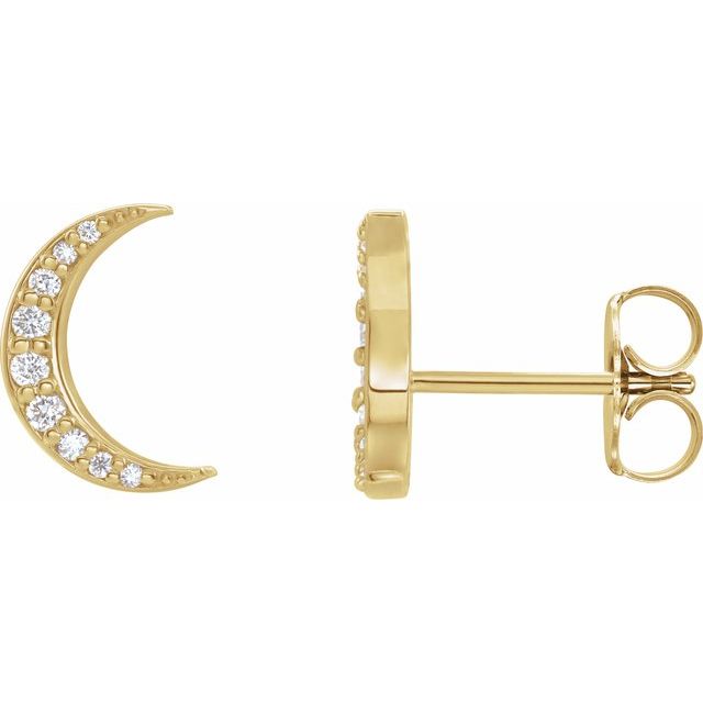 14K Yellow 1/10 CTW Lab-Grown Crescent Moon Stud Earrings