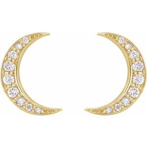 14K Yellow 1/10 CTW Lab-Grown Crescent Moon Stud Earrings