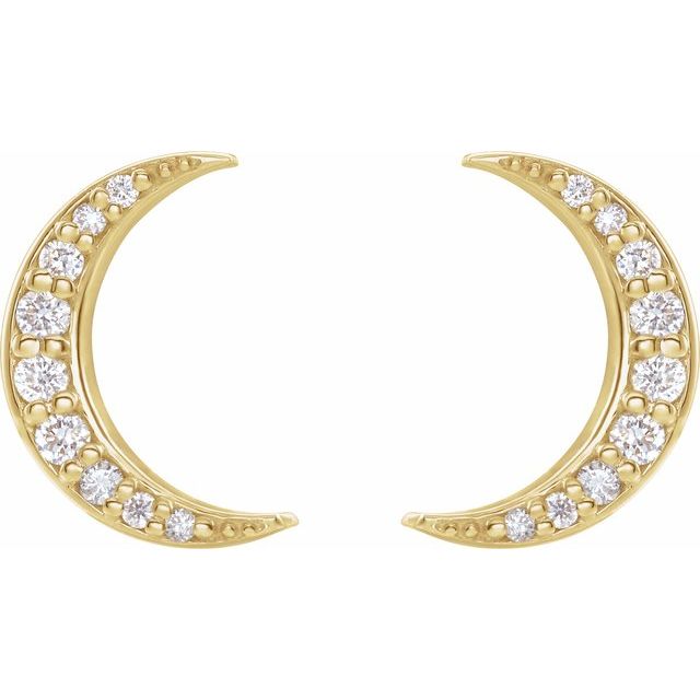 14K Yellow 1/10 CTW Lab-Grown Crescent Moon Stud Earrings