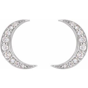 14K White 1/10 CTW Lab-Grown Crescent Moon Stud Earrings
