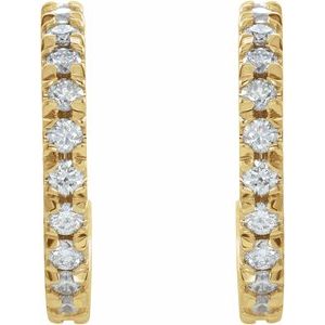 14K Yellow 5/8 CTW Lab-Grown Diamond French-Set 15 mm Huggie Hoop Earrings