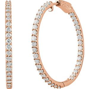 14K Rose 5 CTW Lab-Grown Diamond Inside-Outside 41.5 mm Hinged Hoop Earrings