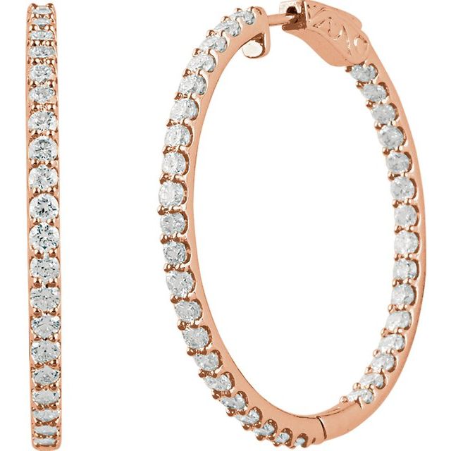 14K Rose 5 CTW Lab-Grown Diamond Inside-Outside 41.5 mm Hinged Hoop Earrings