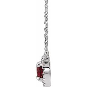 14K White 6.5 mm Lab-Grown Ruby & 1/6 CTW Natural Diamond 16" Necklace