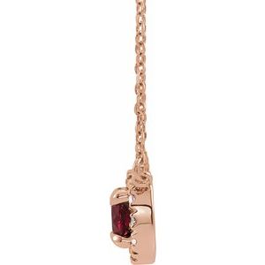 14K Rose 3.5 mm Lab-Grown Ruby & .03 CTW Natural Diamond 16" Necklace