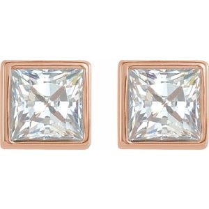 14K Rose 3/8 CTW Lab-Grown Diamond Bezel Earrings