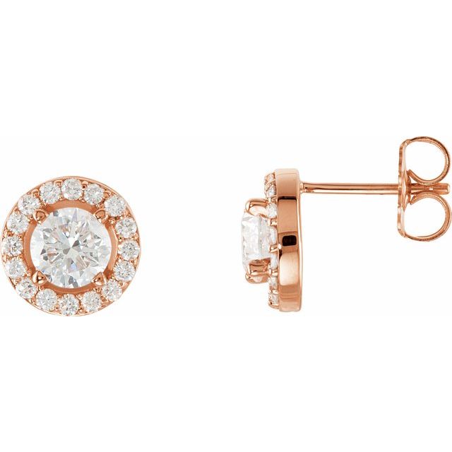 14K Rose 1 1/3 CTW Lab-Grown Diamond Halo-Style Earrings