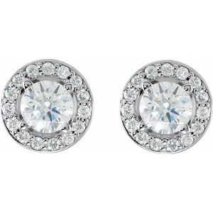 14K White 1/2 CTW Lab-Grown Diamond Halo-Style Earrings