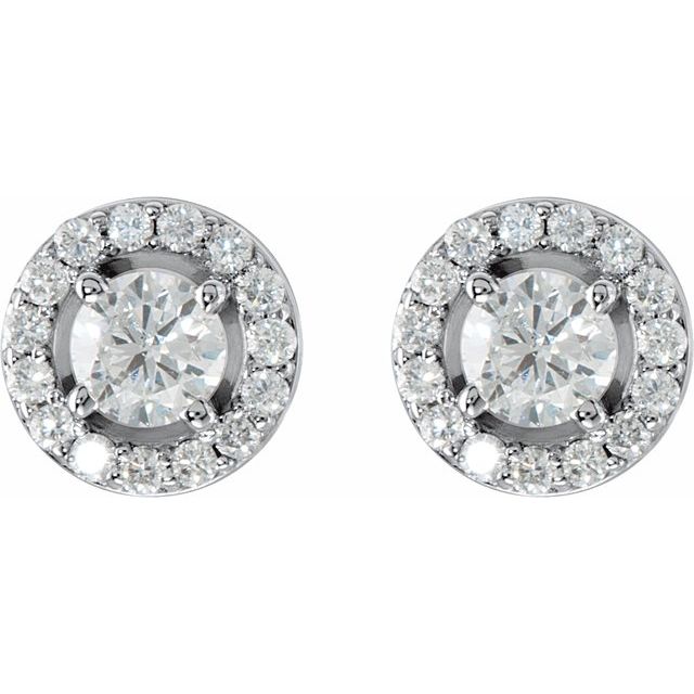 14K White 9/10 CTW Lab-Grown Diamond Halo-Style Earrings