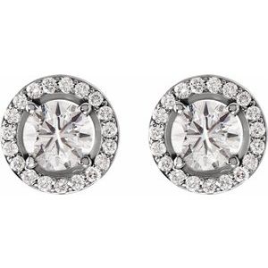 14K White 1 5/8 CTW Lab-Grown Diamond Halo-Style Earrings