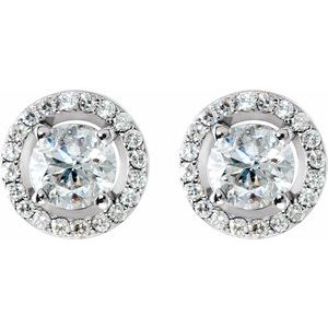 14K White 2 1/3 CTW Lab-Grown Diamond Halo-Style Earrings