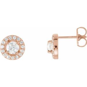 14K Rose 9/10 CTW Lab-Grown Diamond Halo-Style Earrings