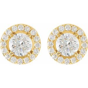 14K Yellow 1 1/3 CTW Lab-Grown Diamond Halo-Style Earrings