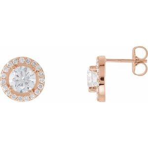 14K Rose 1 5/8 CTW Lab-Grown Diamond Halo-Style Earrings