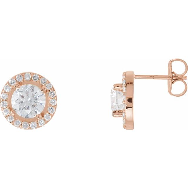 14K Rose 1 5/8 CTW Lab-Grown Diamond Halo-Style Earrings