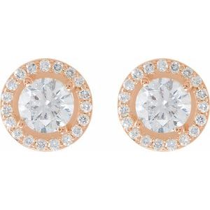 14K Rose 1 5/8 CTW Lab-Grown Diamond Halo-Style Earrings