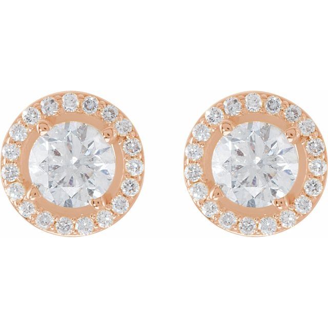 14K Rose 1 5/8 CTW Lab-Grown Diamond Halo-Style Earrings