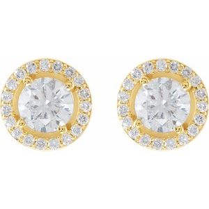 14K Yellow 1 5/8 CTW Lab-Grown Diamond Halo-Style Earrings