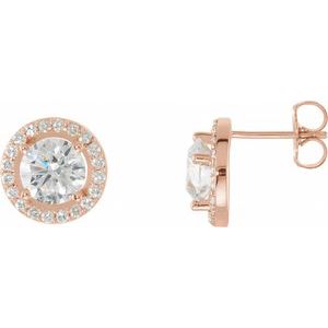 14K Rose 2 1/3 CTW Lab-Grown Diamond Halo-Style Earrings